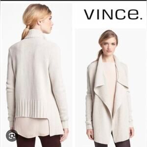 Vince yak wool drape cream‎ sweater cardigan size XS quiet luxury minimalist